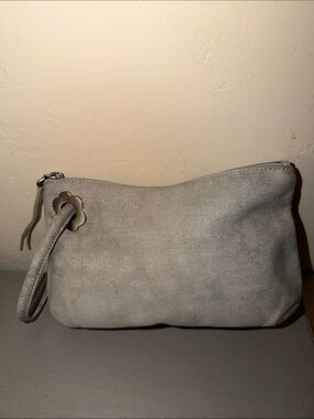 HOBO Light Gray Suede Wristlet Clutch